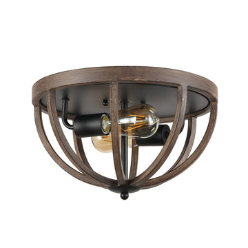 Darlene 13" Iron Rustic Farmhouse LED Flush Mount - JONATHAN Y